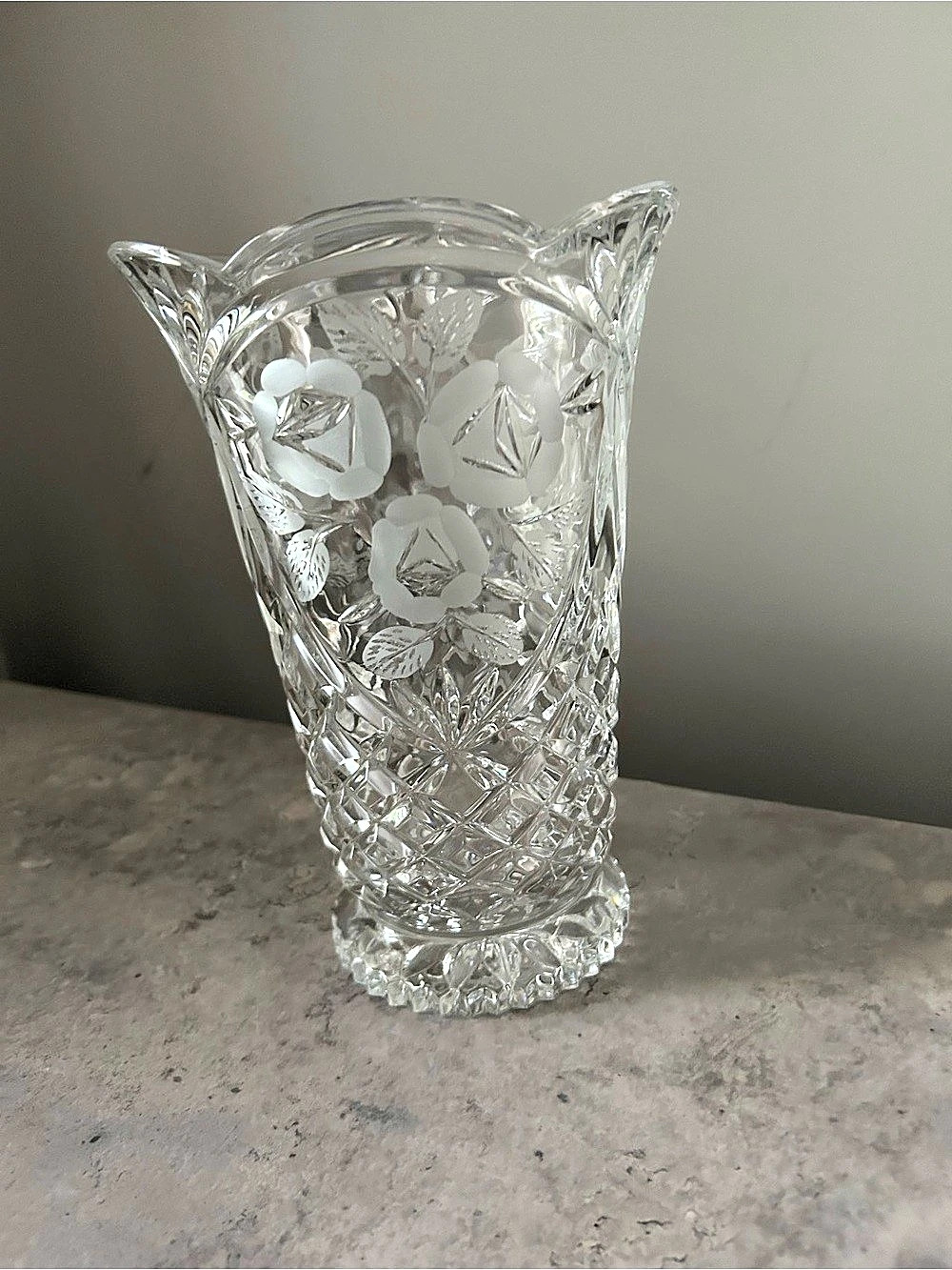 Fifth Avenue Crystal Tivoli Garden 9" Vase Floral Crystal Vase